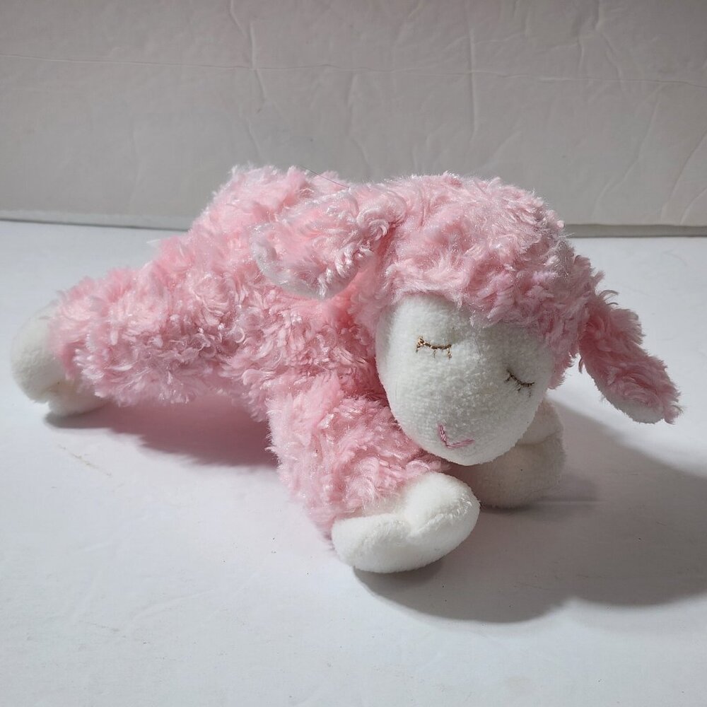 Baby Gund Winky Pink Lamb Sleeping Plush Rattle 058131 8 Inch Nursery Toy